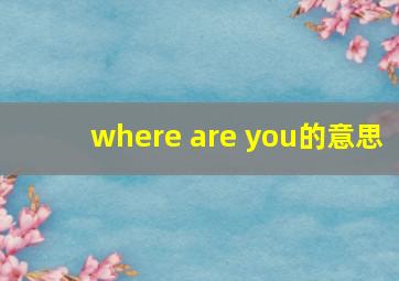 where are you的意思